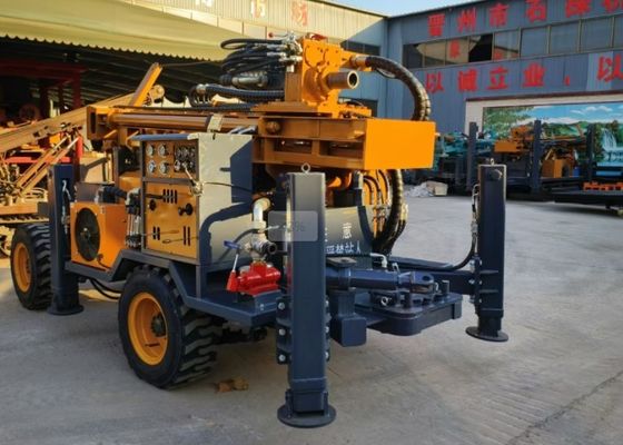 Strong Powerful Borewell Machine Drilling Large Torque Wheels Mounted