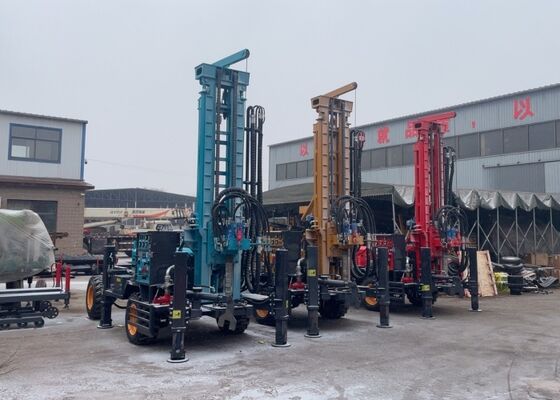 Powerful Deep Rock Water Well Drilling Rig Wheels Mounted 100-200 Meters